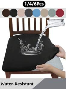Solid Color High Elastic Chair Seat Cover, Waterproof Dustproof Wear-Resistant, Suitable For Dining Chairs, Office And Home Decor, Washable Dust-Proof Protective Cover, Suitable For Dining Room, Hotel, Home Bench Use, Universal Milk Silk Chair Seat Cover, Dining Chair Cover, Dining Table Chair Cover, Dining Chair Cover Set, 1, 4 Or 6 Pieces - Multicolor - View 10