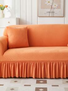 1pc Dreamlike Ruffle Skirt Sofa Cover, Casual Home Decor Couch Cover Sofa Covers Room Decor Living Room Decor - Burnt Orange - View 9