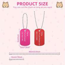 Juego de 40 piezas de placas de identificación para perro en multicolor, que incluye 20 placas de identificación en blanco de aluminio y 20 cadenas de bola de acero con placas rectangulares en blanco para manualidades decorativas y etiquetas para mascotas