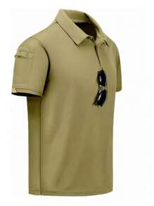 Men's Slim Short Sleeve Casual Military Tactical Polo Shirt - 卡其色 - 查看 4