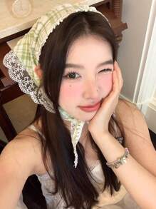 1 件蕾丝花头巾三角围巾头带时尚高端感觉多功能头饰适合在海滩拍照 - 彩色 - 查看 12