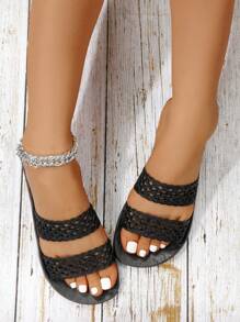Sandales mules ajourées mode femme, sandales de plage d'extérieur pour l'été 2025