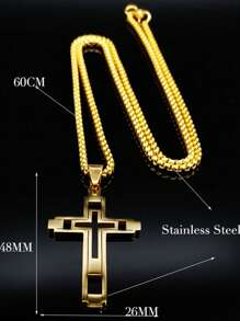 吊坠不锈钢男士项链 适合男士 女士 金色 男士链式项链 - 項鍊 - 查看 8