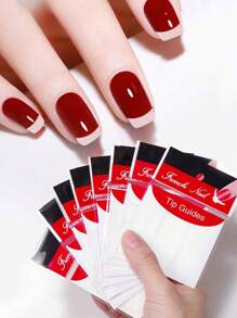 480pcs/10sheets French Manicure Nail Stickers, Wavy, Crescent Moon, Geometric Asymmetrical Design Nail Art Nails - Multicolor - View 4