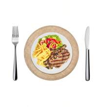 4pcs/Set 32*32cm Round Placemats, Natural Jute Burlap Material, Kitchen Tabletop Decor, Suitable For Events Party, Birthday, Wedding, Christmas, New Year - Khaki - View 6