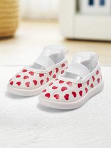 1 par de zapatos deportivos casuales, transpirables y con estampado, de lona elástica beige, para niñas, adecuados para salir a diario (patrón aleatorio)