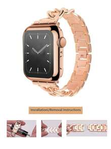 Combo set de boîtier et de bracelet compatible avec en 2 en 1, couleur or rose, coque de protection en TPU doux couvrant entièrement, protecteur d'écran anti-rayures, bracelet en métal réglable, convient pour