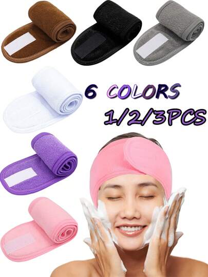 1pc/2pcs/3pcs Adjustable Women's Spa Facial Headband, Shower & Makeup Hair Tie Suitable For Washing Face, Soft Towel & Hair Styling Accessory Accessories,Skincare Headband,Beauty,Skin Care Products,Spa,Self Care,Skin Care Tools,Face Care,Esthetician Supplies,Skin,Face Wash,Facial