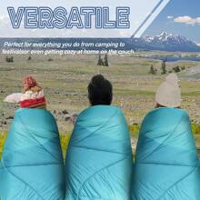 Outdoor Puffy Camping Blanket Lightweight Down Alternative Puffy Printed Camping Large Ultra Warm Hammock Top Quilt Waterproof Blanket For Traveling Picnic Beach Party Cold Weather Green Mountain