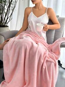1 Solid Color Soft Comfortable Blanket For All Seasons. - Pink - View 3