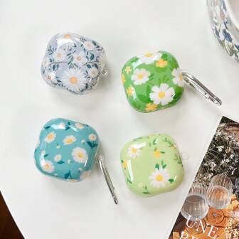 玫瑰与菊花印花耳机保护套适用于三星 Galaxy Buds 2/Buds 2 Pro/Buds Pro/Buds Live/Buds FE 无线耳机