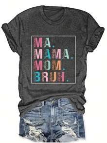 女士休闲短袖圆领 T 恤 - 深灰色 - 查看 3