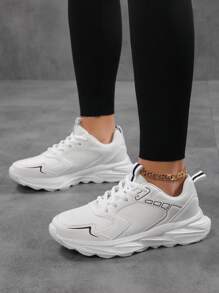 Sapatos Esportivos Casuais Elegantes e da Moda para Escritório Feminino, Novo para Primavera e Outono, Sola Macia, Confortáveis, Sapatos Casuais Chics Franceses de Mãe com Função Antidolorosa e Antiderrapante, Adequado para Viagem, Festa, Escritório, Interno e Externo, Pode Combinar com Saias, Roupas Casuais, Sapatos Casuais Brancos