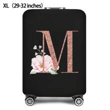 Initial Name A To Z Rose Gold Letter Luggage Cover Stretch Fabric Suitcase Protector Baggage Dust Case Cover Suitable For 18-32 Inch Suitcase Case Travel Organizer Luggage Protector Bag For School School Accessories School Stuff - Black - View 23