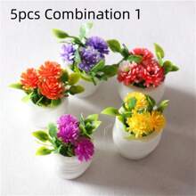 5pcs/4pcs/3pcs/2pcs/1pc Mini Ditsy Floral, Miniature Potted Plants Decor, Dollhouse Miniature Realistic Colorful Flower, Plant Pot, Miniature Model, Micro Landscape Accessory - Multicolor - View 18
