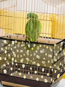 1pc Sunflower Pattern Bird Cage Net Cover, Prevent Splashing, Dust-Proof Net Canopy, Fits Square & Round Bird Cages
