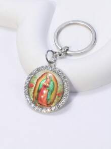 1pc Vintage Personalized Metal Jesus Christ Catholic Religious Figures & Gemstone Creative Gift Keychain - Alloy Jewelry Pendant - View 12