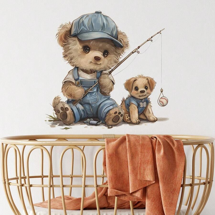 Nuevos adhesivos de pared creativos con mariposas y arcoíris de colores, para decoración de sala de estar, dormitorio, habitación infantil. Diseño de oso y pelota de pesca, calcomanía de pared para el hogar, decoración de dormitorio