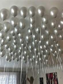 51pcs Clear And Silver Metallic Balloons 5-12 Inch Latex Balloons For Birthday Party, Wedding, Bridal Shower, Anniversary, Bachelorette Party, Decoration, Photography