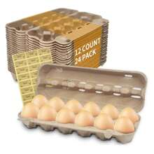 24 Pack Blank Egg Cartons Cheap Bulk 12 Count - Holds Up To 1 Dozen Eggs Cardboard Thickness Natural Pulp Empty Chicken Egg Boxes For Family Farm Market Fge - Multicolor - View 1