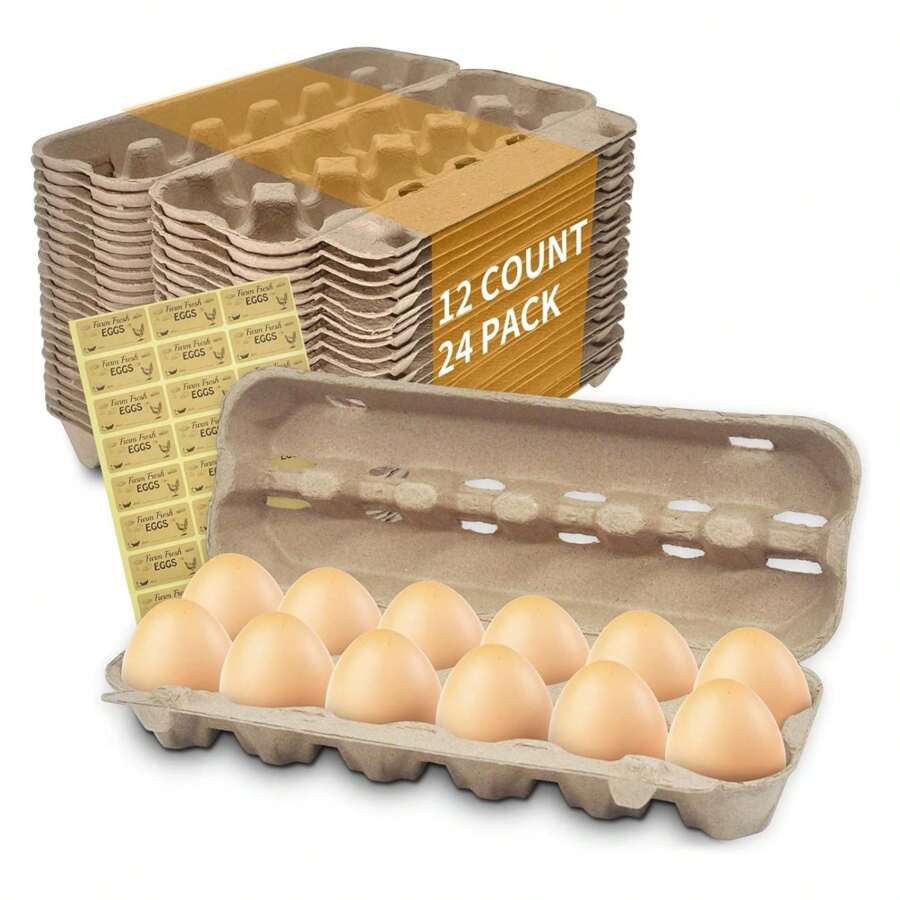 24 Pack Blank Egg Cartons Cheap Bulk 12 Count - Holds Up To 1 Dozen Eggs Cardboard Thickness Natural Pulp Empty Chicken Egg Boxes For Family Farm Market Fge - Multicolor - View 1