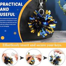 24 件啦啦队绒球钥匙扣啦啦队钥匙圈塑料绒球适用于啦啦队钥匙圈啦啦队舞蹈铝箔钥匙扣散装带挂钩适用于啦啦队包首饰配饰啦啦队营礼物 - 彩色 - 查看 7