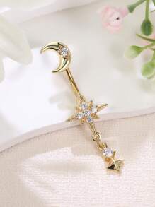 Leocuci Cute Belly Buton Rings Dangling Star 14G Stainless Steel Belly Button Ring For Women Body Piercing Jewelry Navel Rings