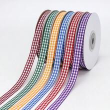 1 卷 5 码 10 毫米格子丝带网格印花丝带适用于家庭婚礼圣诞装饰 DIY 礼品包装丝带蝴蝶结
