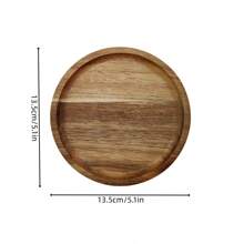 Small Round Acacia Wood Tray And Plate, Suitable For Coffee, Tea, Snacks, Desserts, Appetizers, Candle Holders, Home Decor, Dining Table Centerpiece - Yellow - View 3