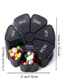 1 Wöchentliche Pillenbox, Pillenbox, 7-Tage Pillenbox, Wöchentlicher Pillencontainer mit großen Fächern, tragbare Reisebox für Vitamine und Nahrungsergänzungsmittel - Verschiedenfarbig - Übersicht 4