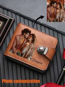 Personalized Leather Wallet Custom Photo Portrait Wallet Unisex Wallet Anniversary Gift Birthday Gift Mother's Day Gift Father's Day Gift For Men Wallet Mini Wallet Purse Wallet Men Wallet Leather Small Wallet,All-Purpose,Large Capacity,Versatile,Multifunction,Colorful,Cute,Adorable,Contracted,Funny,Kawaii,Y2K,Minimalist,Commuting,Business Casual,Basics,Custom,Personalized,Unique,Customized,Ideal Gifts For Him,Ideal Gifts For Her,Her,Family,Friends,Girlfriend,For Anniversaries,For Birthdays,For Holiday/ Vacation,For Outdoors/Outings/Travel/Hiking/Stadium/Sports/Climbing,For Business/Commute/Work/Office,Vacation - Multicolor - View 2