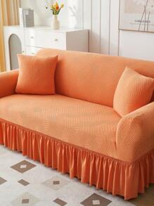 1pc Dreamlike Ruffle Skirt Sofa Cover, Casual Home Decor Couch Cover Sofa Covers Room Decor Living Room Decor - Burnt Orange - View 8