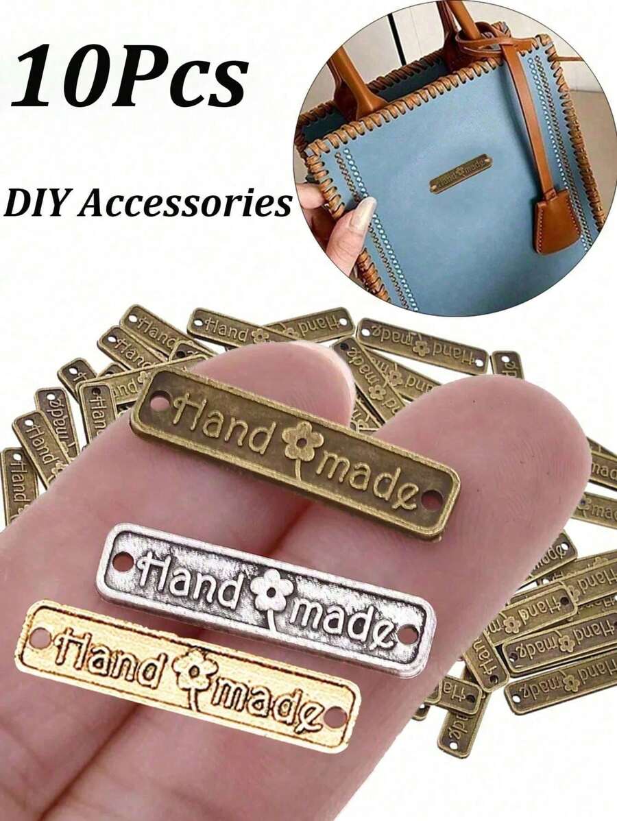 10Pcs Metal Vintage Label DIY Bag Clothes Hat Sewing Label Clothing Accessories Retro Silvery Bronze Alloy Label Bag DIY Accessories Hand Made Letter Labels Buttons Alloy Pendant Tags Button For DIY Jewellery Making Sewing Clothing Decoration,Metal Buttons Label Charm Pendant DIY Craft Handmade Making Accessories Craft Decorations Handmade Clothing Accessories Decor DIY Handmade Clothes Labels,DIY Jewelry Accessories Pendant - Multicolor - View 1