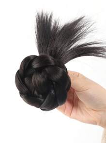Synthetic Half-Tie Double Hair Bun Messy Hair Bun Low Claw Chignon Wrap Around Hairtail Extension For Women