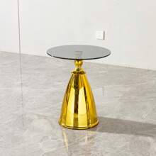Living Room Small Coffee Table Bed Table Table Side Table Tempered Glass Tabletop Steel Leg