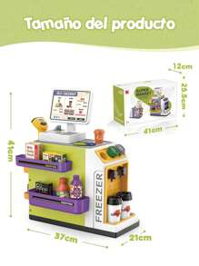Juego de Caja Registradora para Niños, Incluye Caja Registradora, Escáner, Billetes de Juguete, Productos Simulados, Juego de Simulación de Compras, Juguete de Rol, Adecuado para Niños y Niñas a Partir de 3 Año - Verde - Ver 7