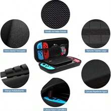Kit de accesorios para el modelo NintendoSwitch, incluye funda de transporte,Caja de tarjetas de juego,Soporte,Protector de pantalla de vidrio templado,asas rojas y azules,Funda transparente para Joy-Con,Tapa protectora transparente contra arañazos,Carcasa transparente de los Joy-Con resistente a los arañazos,Cable de carga tipo C,protector de silicona para Joy-Con,tapa del pulgar,paño de limpieza de pantalla,Adhesivo para el polvo,Paquetes de alcohol(25 en 1) - Negro - Ver 7