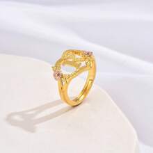 1pc Stylish Adjustable Rings With Heart, Letter, Geometric Pattern Design, Fashion Accessories, Ideal Gift