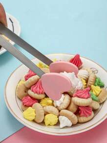 1 套 3 件不锈钢和硅胶冰块、食物、小吃、蛋糕、薯片夹，带 1 个可爱粉色棕榈形夹和不锈钢冰桶套装