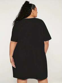 Camiseta Casual Confortável Doméstica de Verão para Mulheres Plus Size com Estampa de Coração Solta