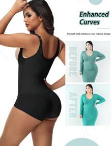 Women Waist Trainer Shapewear Bodysuit Tummy Control Corset Slimming Full Body Shaper Cincher Tank Top With Adjustable Straps - 黑色 - 查看 3