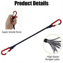 LOTANK 30cm-210cm Heavy Duty Elastic Rope Tie Down Strap, Kayaking Cycling Luggage Packing Rope, Outdoor Camping Accessory - Black - View 4