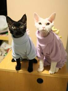 全新腹部保暖 4 条腿宠物服装，无毛猫服装，天鹅绒斯芬克斯猫，德文卷毛猫服装，适合中小型猫