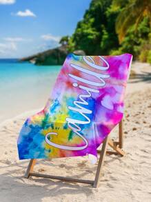 1pc Customized Text/Name Printed Microfiber Beach Towel, Quick Dry & Absorbent, Suitable For Sunbathing, Travel, Gym And Outdoor Activities. Multifunctional Lightweight Beach Towel, Essential Beach Accessory Summer Holiday Bathroom Decor, Multi-Functional, Durable, Ornamental, Reusable, Exquisite, Stylish, High-Quality, Colorful, Modern, Office, For Anniversaries, For Valentine's Day, For Mother's Day, For Birthdays, For Father's Day, For Graduation, For Weddings, For Housewarming Beach Essentials