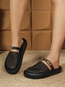 Sandalias de plataforma con malla, hebilla dorada y estilo clásico para mujer, ideales para el verano