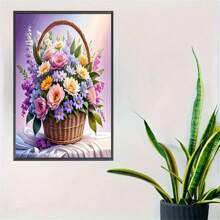 3D Diamant Kunst Blumenkorb Set - atemberaubendes kreisförmiges Acryl Edelstein Kunstwerk, DIY Handwerk und Dekorations Set, ohne Rahmen, geeignet für Zuhause, Schlafzimmer, Wohnzimmer, bietet entspannende Hobby-Erfahrung