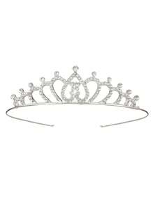 1 Pc Rhinestone Crown Bridal Hair Accessory - Silver - View 3