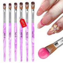 6 件 Limegirl 丙烯酸指甲刷套装 - 专业凝胶和雕刻工具，带粉色手柄，适用于 3D 美甲、接发和粉末涂抹，包括多功能 12 号刷子、美甲用品 - 紫色 - 查看 9