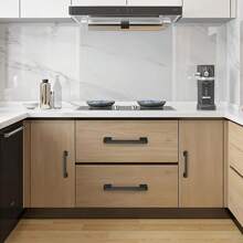 6 Pcs/Set Black Solid Aluminum Alloy Cabinet Handles, American Style Kitchen Cabinet Drawer Pulls With Mounting Screws - Polished Surface Furniture Hardware - Black - View 4