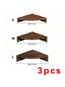 1Pc/3Pcs Corner Wall Shelf, Floating Corner Shelves For Wall, Corner Shelf, Corner Shelf Stand, Shelving Units And Storage, Live Edge Floating Shelves, Rustic Wood Wall Storage Display Shelves For Living Room Bedroom Bathroom Kitchen Gifts Birthday Graduation - Brown - View 10